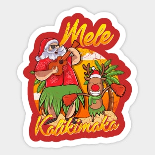 Mele Kalikimaka Santa Hawaiian Christmas In July Hawaii Sticker